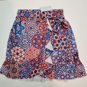 3/$18 Loveu.dear  Red and Blue Ruffled Mini Skirt Small✨️